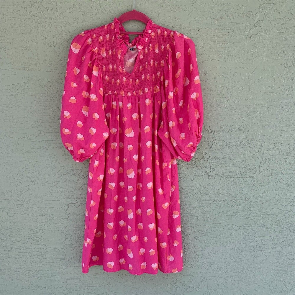 Michelle McDowell Amelia Rough Rider Dress Womens M Pink Abstract